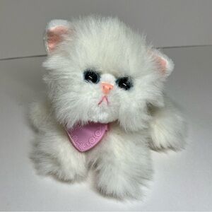 Tyco Kitty Kitty Kittens White Persian Purring Cat Plush Name Tag Colar Vtg 90s